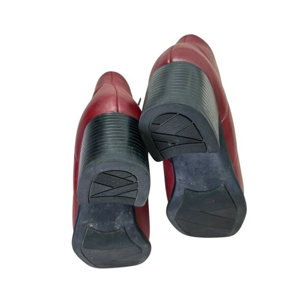 White Mountain Fairchild II Red Leather Boots Women's Sz 7.5 Side Zip Block Heel - Picture 11 of 13